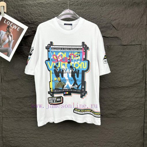 LV Louis Vuitton 2024 New Band Pattern Couple Short Sleeved T-shirtOriginal Fabric With Digital 3m1ttc3d