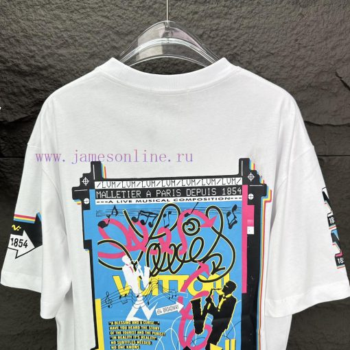 LV Louis Vuitton 2024 New Band Pattern Couple Short Sleeved T-shirtOriginal Fabric With Digital 3m1ttc3d - Image 8