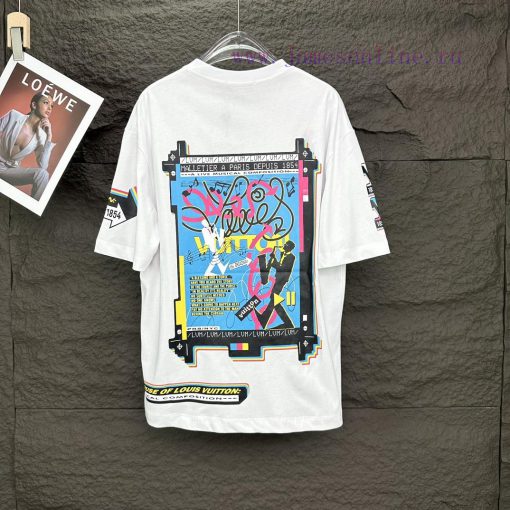 LV Louis Vuitton 2024 New Band Pattern Couple Short Sleeved T-shirtOriginal Fabric With Digital 3m1ttc3d - Image 9