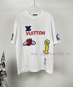LV Louis Vuitton 2024 New Heavy Duty Embroidered Letter Logo Couple's Short Sleeved T-shirtOrig 81uxov7j