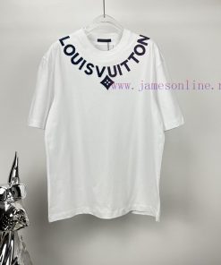 LV Louis Vuitton 2024 New Letter Toothbrush 🪥 Embroidered Couple Style Short Sleeved T-shirtOri gn79ewcc