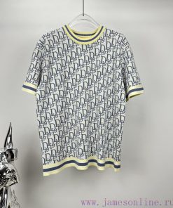 Dior 2024 New Jacquard Full Print Logo Couple's Knitted Round Neck Short SleeveBoth Men And Wom fz8u4c1k