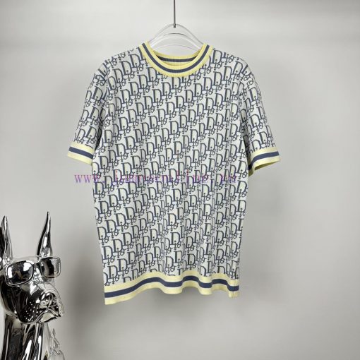 Dior 2024 New Jacquard Full Print Logo Couple's Knitted Round Neck Short SleeveBoth Men And Wom fz8u4c1k - Image 2
