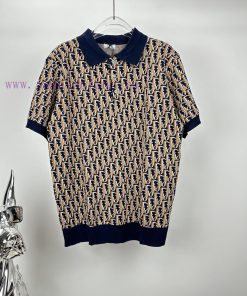Dior 2024 New Jacquard Full Print Logo Couple Knitted Shirt POLO Short SleeveBoth Men And Women 1zandcbe