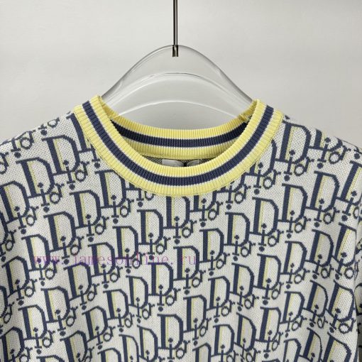 Dior 2024 New Jacquard Full Print Logo Couple's Knitted Round Neck Short SleeveBoth Men And Wom fz8u4c1k - Image 3