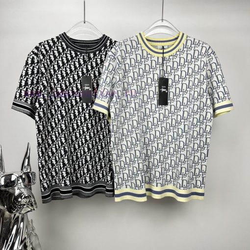 Dior 2024 New Jacquard Full Print Logo Couple's Knitted Round Neck Short SleeveBoth Men And Wom fz8u4c1k - Image 10