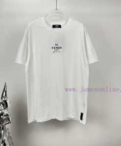Fendi 2024 New Minimalist Letter Logo Couple's Short Sleeved T-shirtOriginal Fabric With Digita yi57w37w