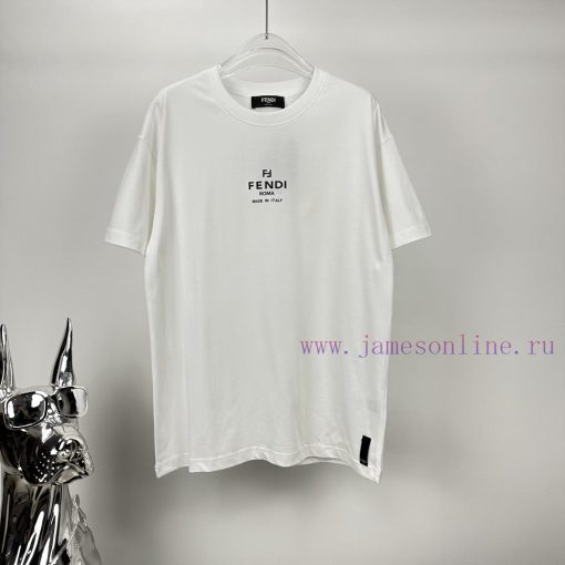 Fendi 2024 New Minimalist Letter Logo Couple's Short Sleeved T-shirtOriginal Fabric With Digita yi57w37w