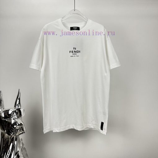 Fendi 2024 New Minimalist Letter Logo Couple's Short Sleeved T-shirtOriginal Fabric With Digita yi57w37w - Image 2