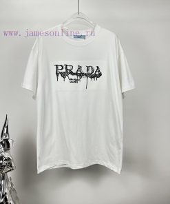 Prada 2024 New Embroidery 🪡 Letter Logo Couple's Short Sleeved T-shirtOriginal Fabric With Digi lhwiskmg