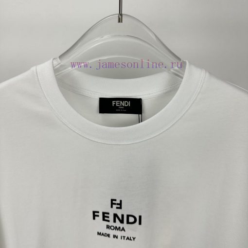 Fendi 2024 New Minimalist Letter Logo Couple's Short Sleeved T-shirtOriginal Fabric With Digita yi57w37w - Image 3
