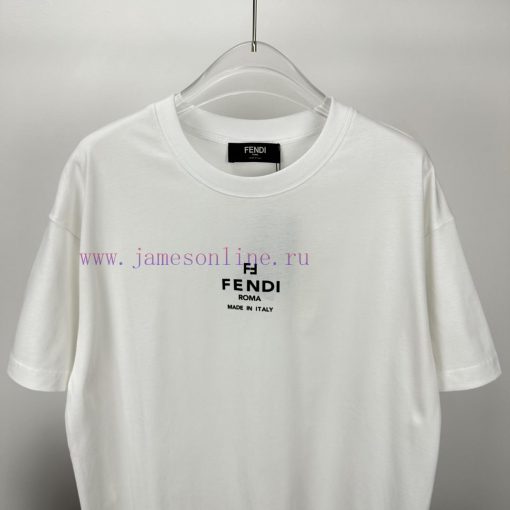 Fendi 2024 New Minimalist Letter Logo Couple's Short Sleeved T-shirtOriginal Fabric With Digita yi57w37w - Image 5