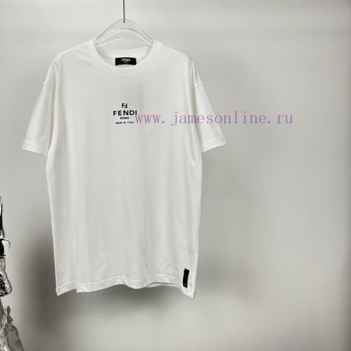 Fendi 2024 New Minimalist Letter Logo Couple's Short Sleeved T-shirtOriginal Fabric With Digita yi57w37w - Image 7