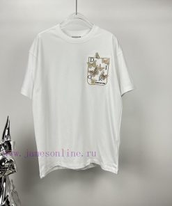 Dior 2024 New Pocket Embroidery 🪡 Butterfly 🦋 Logo Couple Short Sleeved T-shirtOriginal Fabric fy5dij4y