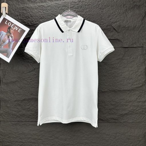 Dior 2024 New Embroidered Logo Couple's Lapel Polo ShirtThe Original Pearl Cotton Material Used vjsi0fir