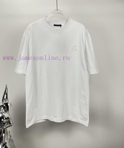 LV Louis Vuitton 2024 New Embroidered White Cloud Letter Logo Couple's Short Sleeved T-shirtOri barbbc0y