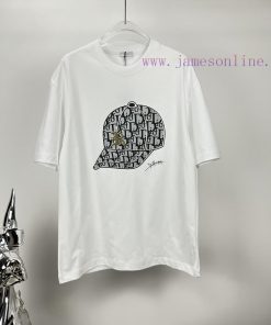 Dior 2024 New Hat Logo Pattern Couple's Short Sleeved T-shirtOriginal Fabric With Digital Direc 8yq87ooh
