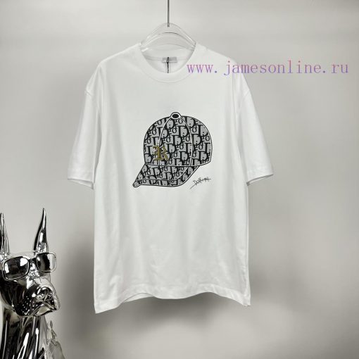 Dior 2024 New Hat Logo Pattern Couple's Short Sleeved T-shirtOriginal Fabric With Digital Direc 8yq87ooh