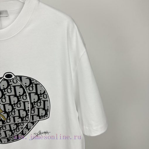 Dior 2024 New Hat Logo Pattern Couple's Short Sleeved T-shirtOriginal Fabric With Digital Direc 8yq87ooh - Image 4
