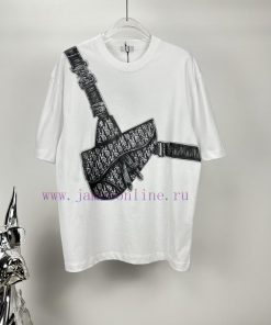 Dior 2024 New Saddle Bag Pattern Logo Couple's Short Sleeved T-shirtOriginal Fabric With Digita 74348klq