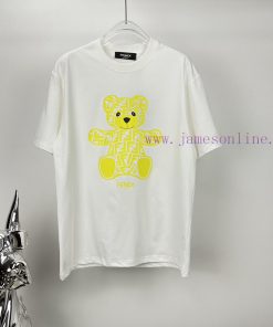 Fendi 2024 New Yellow Teddy Bear Couple Short Sleeved T-shirtOriginal Fabric With Digital Direc v63k24et