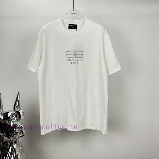 Parisian Maison 2024 New Silver Powder Letter Logo Couple's Short Sleeved T-shirtOriginal Fabri sonj6o5p