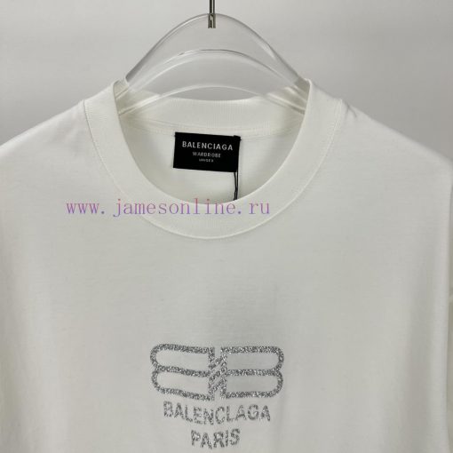 Parisian Maison 2024 New Silver Powder Letter Logo Couple's Short Sleeved T-shirtOriginal Fabri sonj6o5p - Image 3