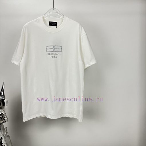 Parisian Maison 2024 New Silver Powder Letter Logo Couple's Short Sleeved T-shirtOriginal Fabri sonj6o5p - Image 8