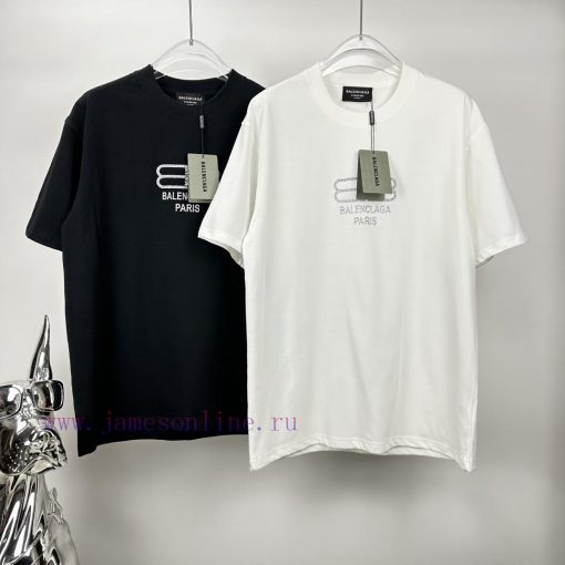 Parisian Maison 2024 New Silver Powder Letter Logo Couple's Short Sleeved T-shirtOriginal Fabri sonj6o5p - Image 10