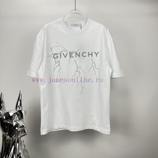 Givenchy 2024 New Lightning Reflective Letter Couple Short Sleeved T-shirtOriginal Fabric With ie9p05dd - Image 2