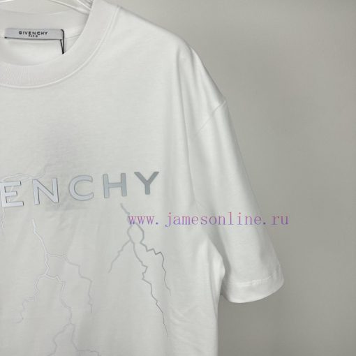 Givenchy 2024 New Lightning Reflective Letter Couple Short Sleeved T-shirtOriginal Fabric With ie9p05dd - Image 4