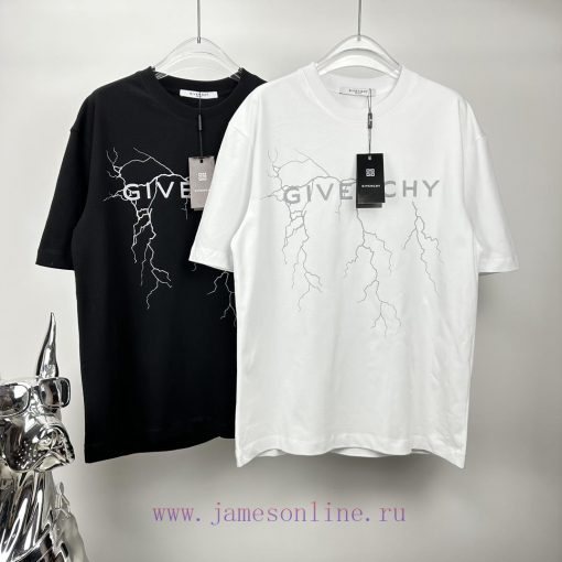 Givenchy 2024 New Lightning Reflective Letter Couple Short Sleeved T-shirtOriginal Fabric With ie9p05dd - Image 10