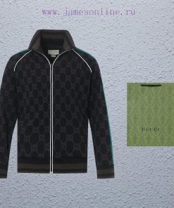 Top Differentiated CurrencyStyle Gucci Classic Double G Dark Pattern Jacquard CoatColor Picture f7iqub55