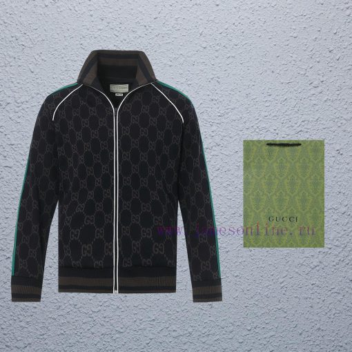 Top Differentiated CurrencyStyle Gucci Classic Double G Dark Pattern Jacquard CoatColor Picture f7iqub55 - Image 2