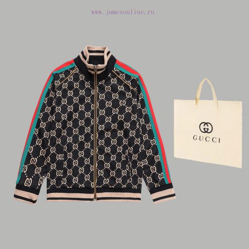 Top Differentiated CurrencyStyle Gucci Classic Full Print Contrast Ribbon Splicing CoatColor Pi qo392n2k