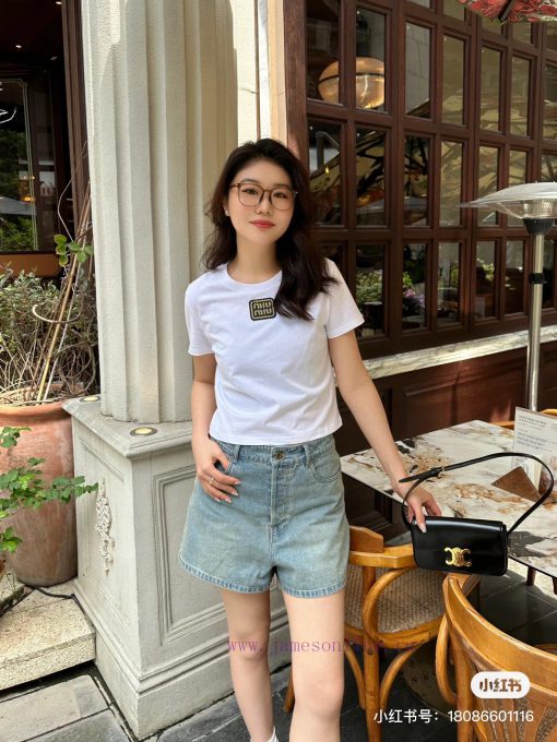 M145 Miumiu Early Spring New Collection Gold Embroidery Small Edition Round Neck Short Sleeve T kh5r7nqs - Image 19