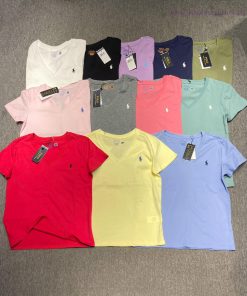 L13 RaLoro Pianah Lauren V-neck Pony Embroidered Short Sleeved T-shirt In Stock Quality Guarant ffjwttwd