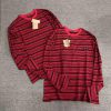 M123  Miumiu 25ss Early Spring New Christmas Essential Red Loose Long Sleeve T-shirt In Stock M udnitkzi