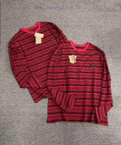 M123  Miumiu 25ss Early Spring New Christmas Essential Red Loose Long Sleeve T-shirt In Stock M udnitkzi
