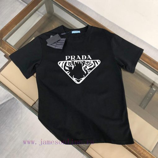PRADA 24SS Summer New Round Neck Short Sleeved T-shirt Made Of High-end Pure Cotton Fabric With xqgr1x86 - Image 2
