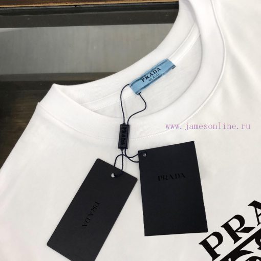 PRADA 24SS Summer New Round Neck Short Sleeved T-shirt Made Of High-end Pure Cotton Fabric With xqgr1x86 - Image 13