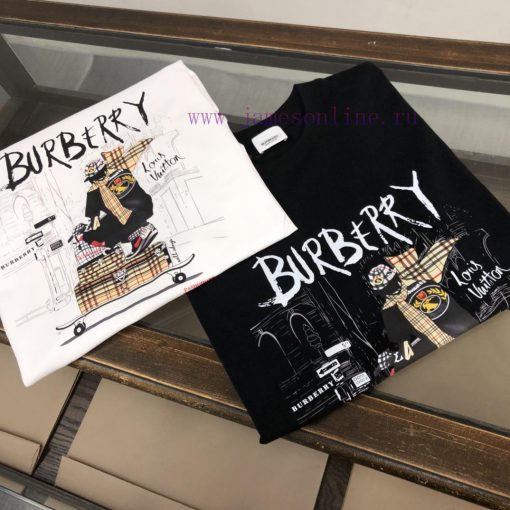 Burberry 24SS Summer New Round Neck Short Sleeve T-shirt 270g Heavy Duty High End Pure Cotton F e7g89rjd - Image 3