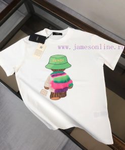 FENDI 24SS Summer New Round Neck Short Sleeve T-shirt 270g Heavy Duty High End Pure Cotton Fabr bimx2y6o