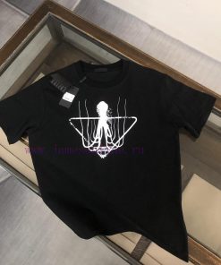 PRADA 24SS Summer New Round Neck Short Sleeve T-shirt 270g Heavy Duty High End Pure Cotton Fabr yhrfad0q