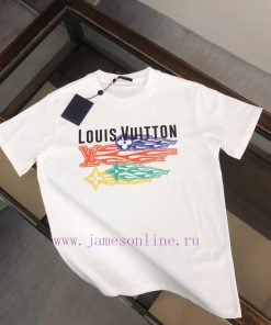 LV 24SS Summer New Round Neck Short Sleeve T-shirt 270g Heavy Duty High End Pure Cotton Fabric tx21r6d1