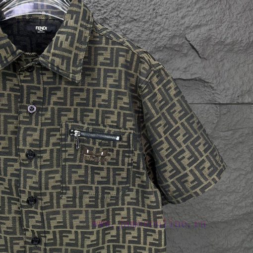 Fendi 2024 Spring/Summer New Full Print Logo Couple's Short Sleeved ShirtOriginal Customized Fa k8n2hjxs - Image 13