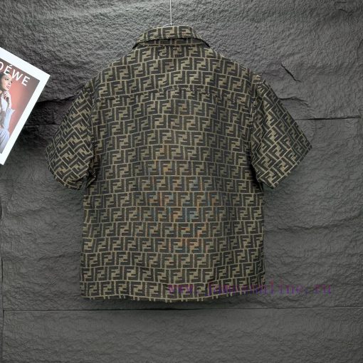 Fendi 2024 Spring/Summer New Full Print Logo Couple's Short Sleeved ShirtOriginal Customized Fa k8n2hjxs - Image 19