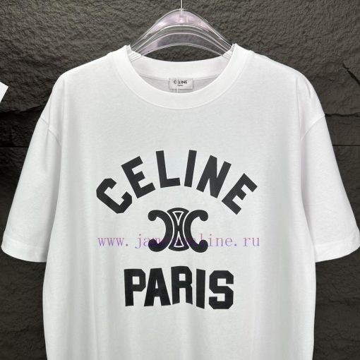 Celine 2024 New Letter Logo Couple's Short Sleeved T-shirtOriginal Fabric With Digital Direct P gxl6bwe4 - Image 5