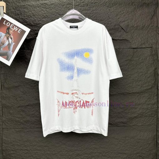 Parisian Maison 2024 New Iron Tower Letter Pattern Couple's Short Sleeved T-shirtOriginal Fabri 5mfuubeq - Image 2