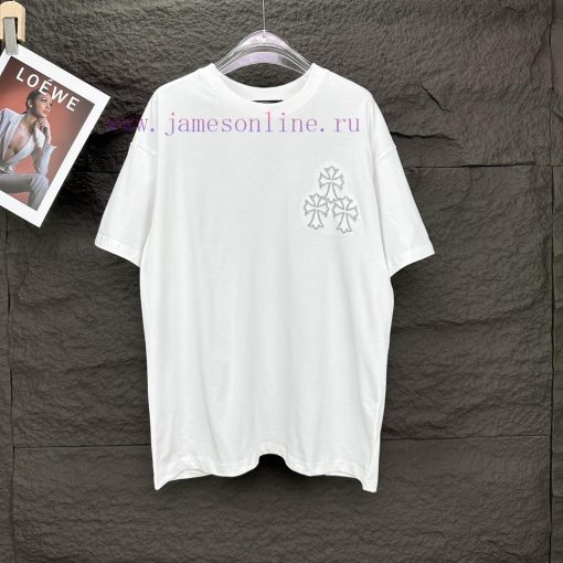 Kroxin 2024 New Silver Thread Embroidered Cross Logo Couple's Short Sleeved T-shirtOriginal Fab xv6fs58k